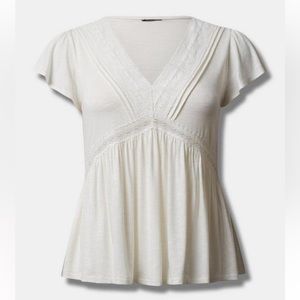 Torrid Knot V Neck Lace Inset Babydoll Top